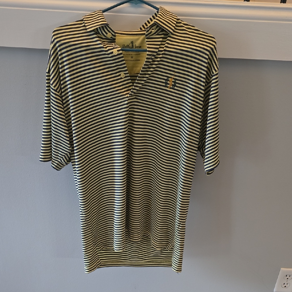 Striped Bobby Jones Performance Polo Shirt with Embroidered Logo sz med